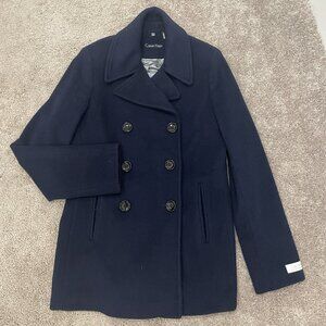Calvin Klein Peacoat Navy Women's Size 4 Classic Wool Poly Cashmere